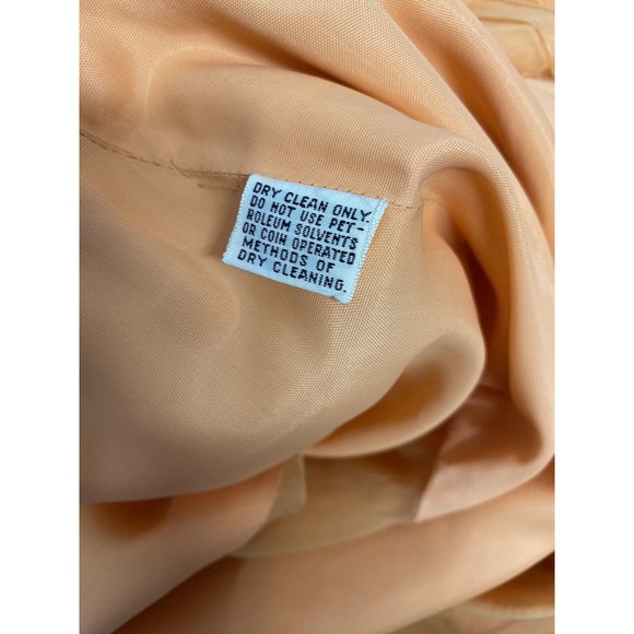 VTG Lee Jordan Orange Long High Neck Back Zip Lined Sheer Sleeve Dress M - Picture 7 of 12